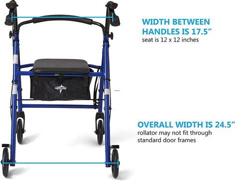 Medline Aluminum Rollator Walker With Seat Folding Mobility Rolling