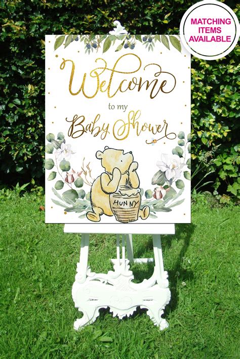 Winnie The Pooh Baby Shower Welcome Sign Baby Shower Posters Etsy