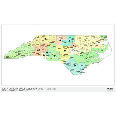 North Carolina 2022 Congressional Districts Wall Map By Mapshop The