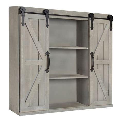 Kate And Laurel Cates Wood Wall Storage Cabinet With Two Sliding Barn