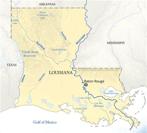 34 Physical Map Of Louisiana Maps Database Source