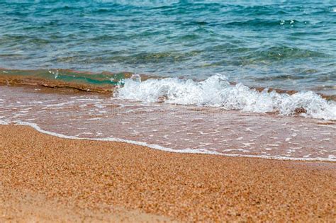 Sandy Beach And Blue Sea Wave Beautiful Natural Background Stock Photo