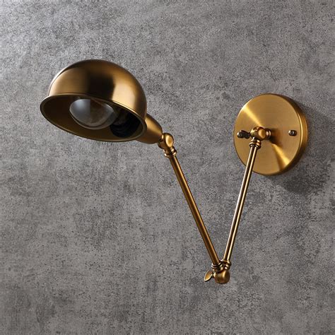 Industrial Retro Brass Wall Light 1 Light Indoor With Double Swing Arms