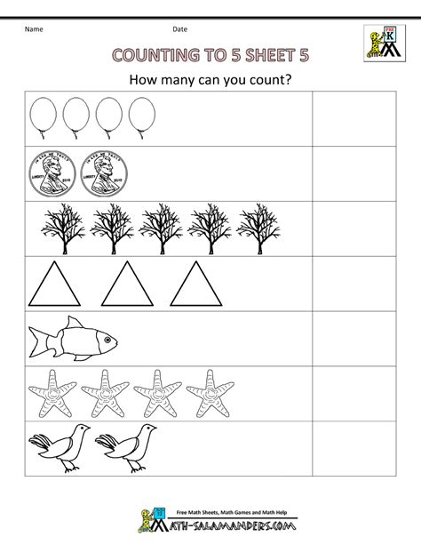 Preschool Counting Worksheets Counting To 5