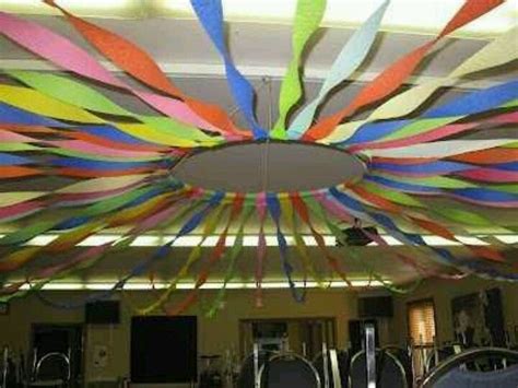 With helium balloons and string, they do using streamers or thick tape, tape them against a shut door. Hula hoop! Quick, simple decorations with streamers ...