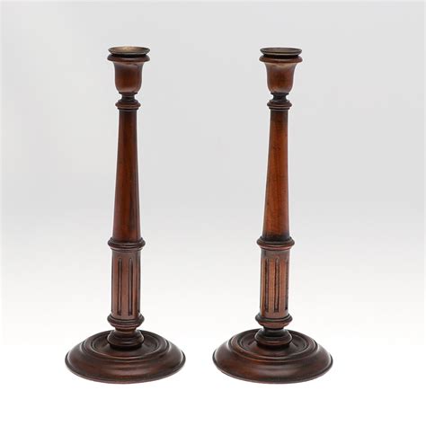 Images For 2466489 A Pair Of 20th Century Turned Mahogany Candlesticks