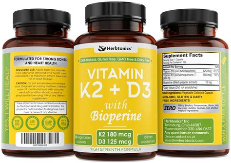 I would also recommend the same amount of vitamin a. Vitamin K2 (MK7) with D3 5000 IU (k2+d3) Supplement with ...