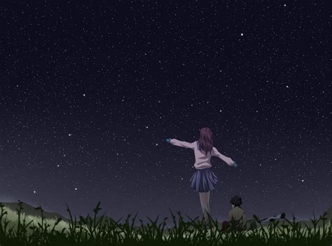 Starry Sky Anime Hd Wallpaper