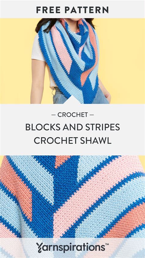 Free Blocks And Stripes Crochet Shawl Pattern Using Caron Simply Soft O