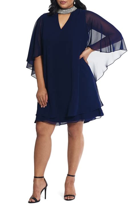 Xscape Chiffon Cape Sleeve Cocktail Dress Plus Size Nordstrom