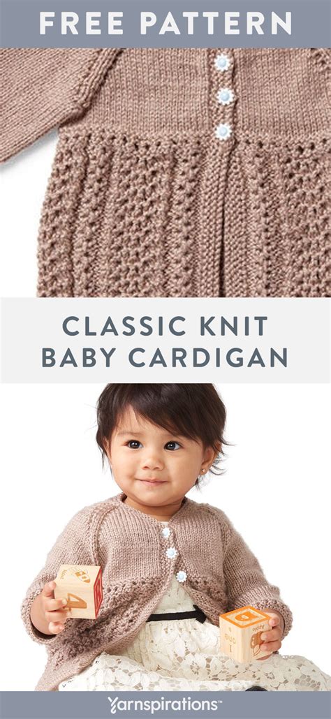Free Classic Knit Baby Cardigan Pattern In Bernat Softee Baby Yarn