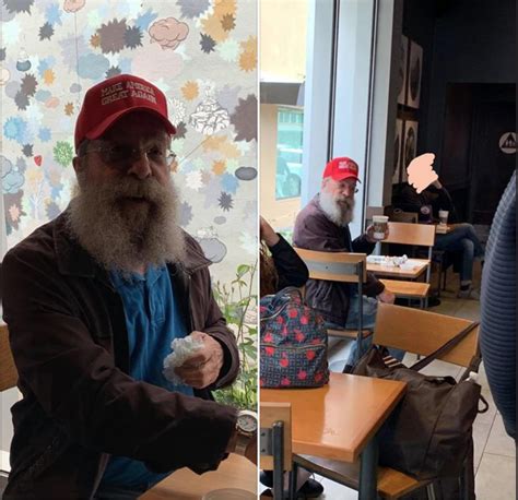 Woman Harassed Elderly Man In Starbucks Wearing Maga Hat