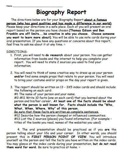 10 Biography Research Report Templates In Pdf Word