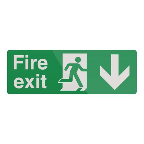 Fire Exit Arrow Sign 400 X 150mm Pl Down Signage Safety Signs