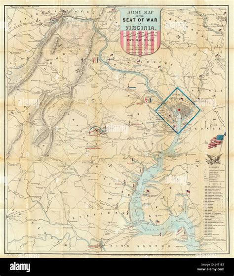 Virginia Civil War Battle Map 1862 Stock Photo Alamy