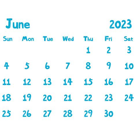 2023 Calendar Blue June 2023 Calendar June Png And Vector With