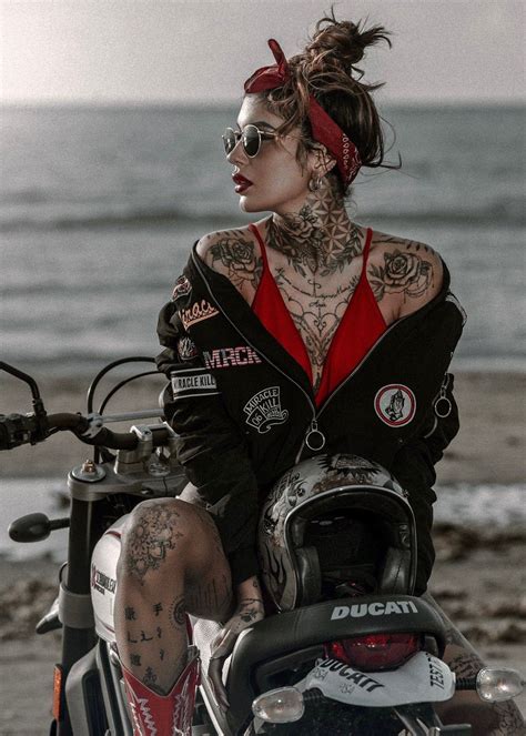 Giada And The Scrambler Inazuma Café Racer Biker Photoshoot Motorcycle Girl Biker Girl
