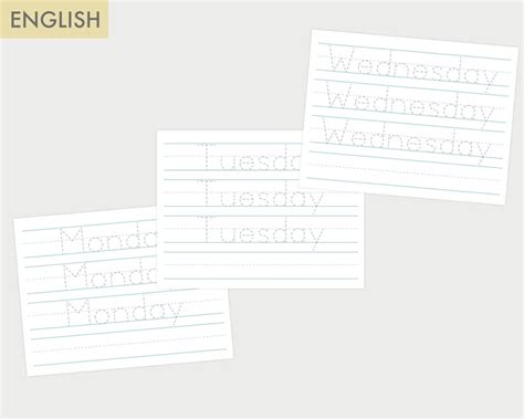 Days Of The Week Tracing Worksheet Days Of The Week Traceable Writing
