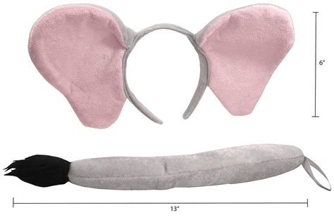 Adult Child Plush Jumbo Elephant Ears Headband And Tail Costume