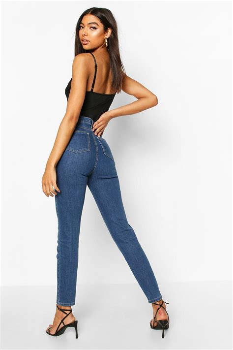 Tall Super High Waist Skinny Jeans Boohoo In 2021 High Waisted