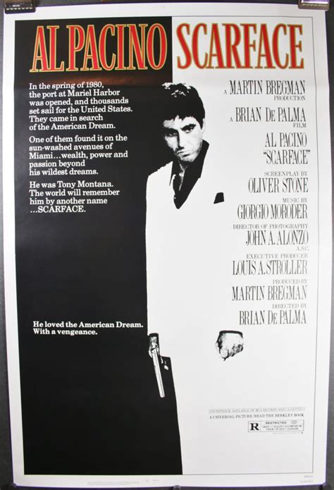 Scarface Original 1 Sheet Rolled Theatrical Movie Poster For Sale How