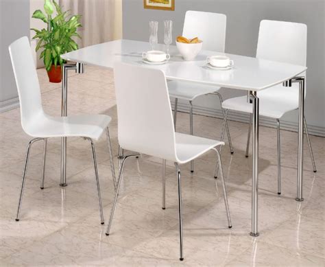 5.5 ft l, 1.5 ft l ex, 3.5 ft w. Fiji White High Gloss Rectangular Dining Table With 4 Chairs