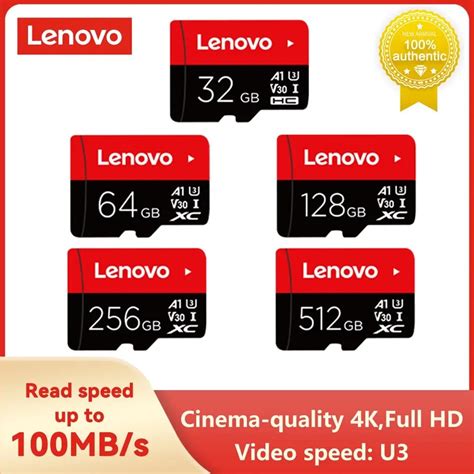 Lenovo Memory Card 512gb 256gb 128gb 64gb 32gb U3 V30 4k Full Hd Micro