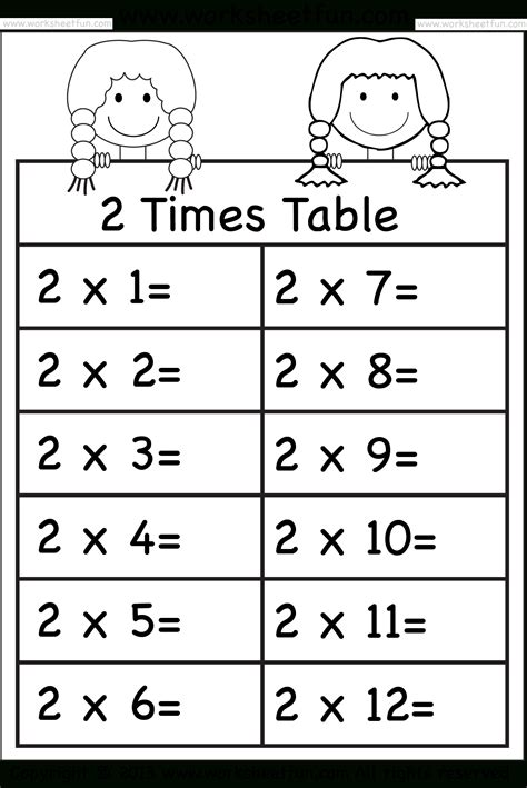 Multiplication Basic Facts 2 3 4 5 6 7 8 9 Times Tables Printable