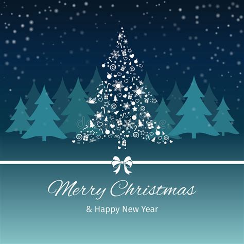 Christmas And New Year Greeting Card Christmas Tree Vector