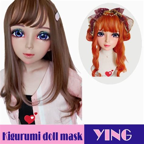 ying crossdress sweet girl resin half head female kigurumi mask with bjd eyes cosplay anime