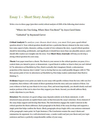 Short Story Analysis Essay Examples In PDF Examples