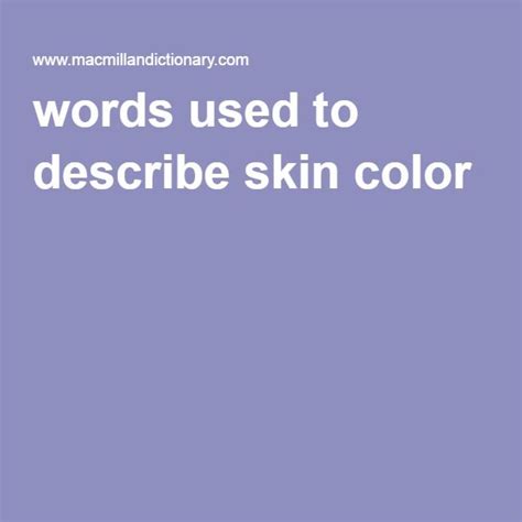 Macmillan Dictionary Skin Complexion Synonym Words To Describe Skin