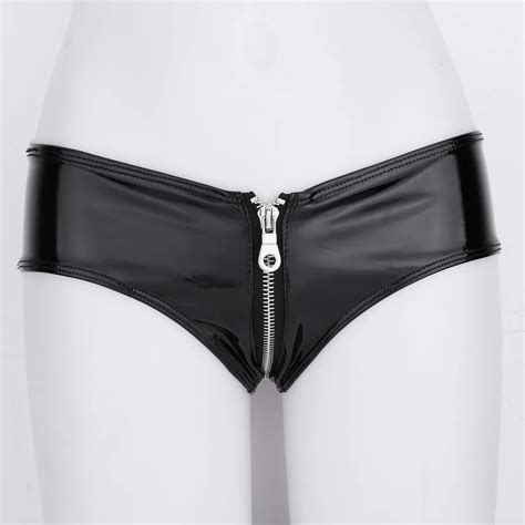Women Lingerie Shiny Black Patent Leather Briefs Panties Thong Adult Hot Sexy Bikini Underwear