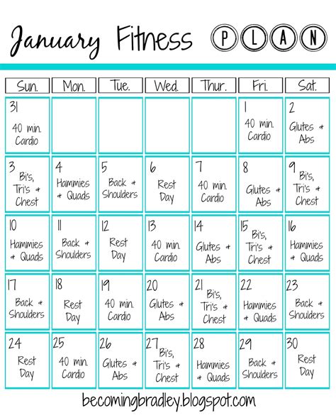 Becoming Bradley January Fitness Plan