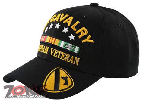 New Us Army 1st Cavalry Vietnam Veteran Ball Cap Hat Black