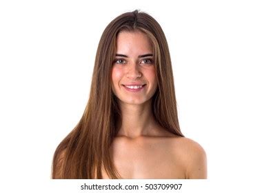 Naked Woman Long Hair Smiling Stockfot Shutterstock