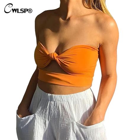 Buy Cwlsp Front Hollow Out Tie Backless Summer Tanks