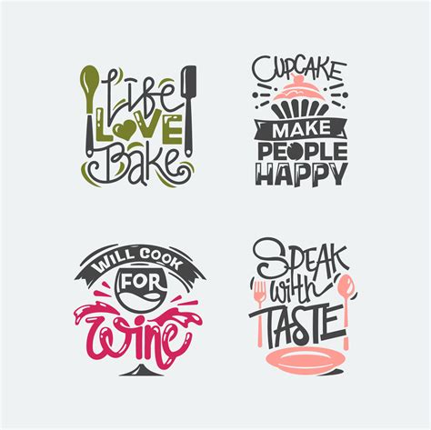 Set Of Cooking Quotes Label Typography And Lettering Vector 690144 Vector Art At Vecteezy