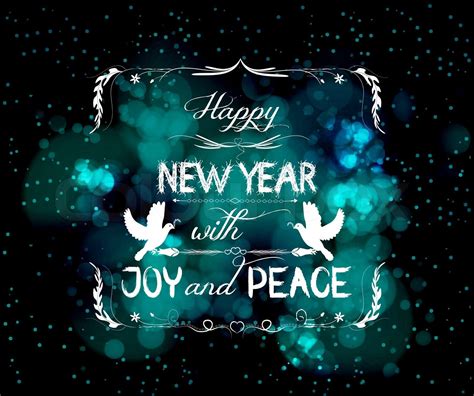 Happy New Year With Joy And Peace Greeting Card Stock Vector Colourbox