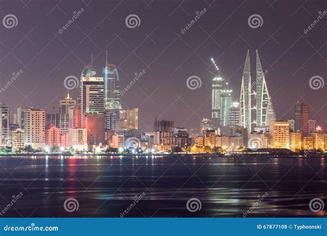 Skyline Of Manama At Night Bahrain Stock Photo Image Of Architecture