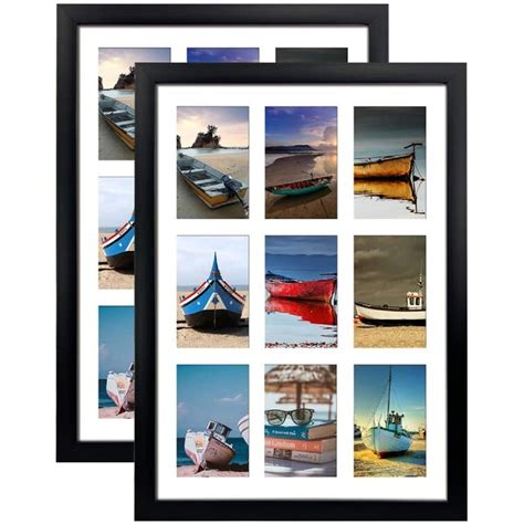 Latitude Run 9 Openings 4x6 Picture Frames Collage Set Of 2 Black