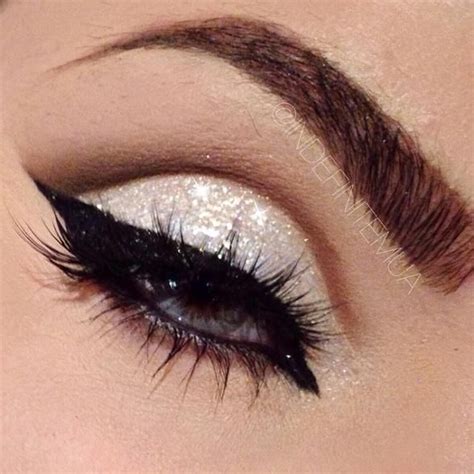 Silver Glitter Cut Crease Eye Eyes Makeup Glitter Dramatic