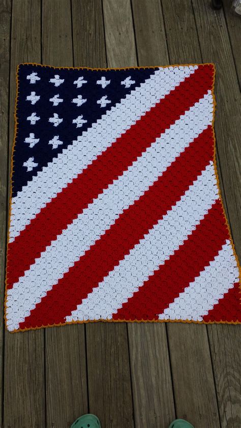 American Flag C2c Crochet Pattern USA Red White And Blue Stars And