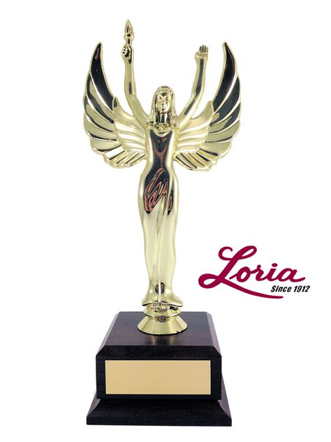 Trophy Female Victory Xl Figure On Wood Grain Base Loria Awards