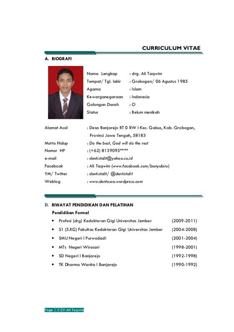 CONTOH CURRICULUM VITAE FRESH GRADUATE BIDAN