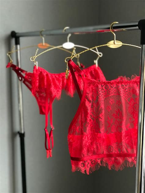 Hot Red Lace Lingerie With Garter Belt Etsy