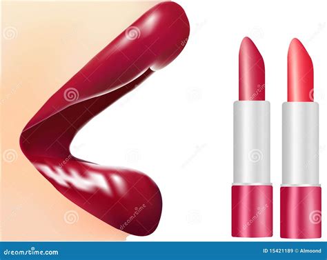 Red Lips Two Lipsticks Stock Illustrations 8 Red Lips Two Lipsticks