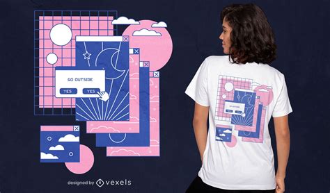 Computer Tabs Vaporwave T Shirt Design Vector Download