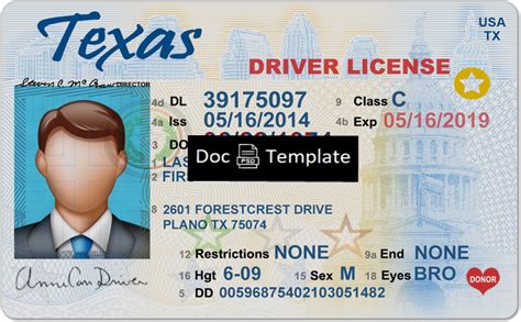 Texas Drivers License Template