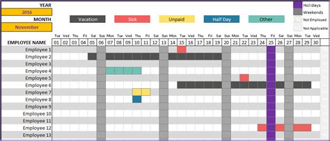 Employee Leave Tracker Vacation Tracking Template 9 Free Word